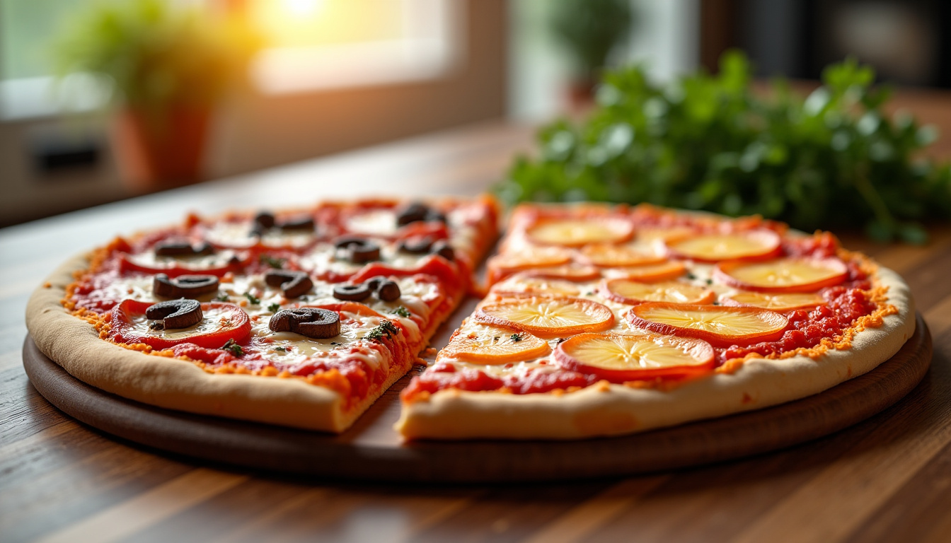 Comparaison visuelle entre une pizza Reine et une pizza Hawaïenne