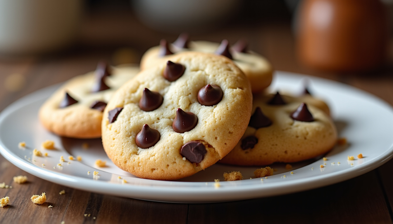 Cookies au chocolat terminés présentés sur une assiette