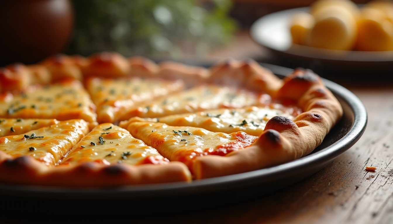 Pizza chèvre miel réchauffée au four, avec une belle dorure et des bords croustillants