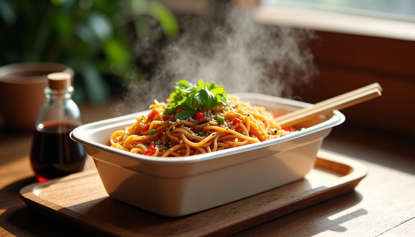 Barquettes de plats asiatiques prêtes à emporter du restaurant Wok Laval