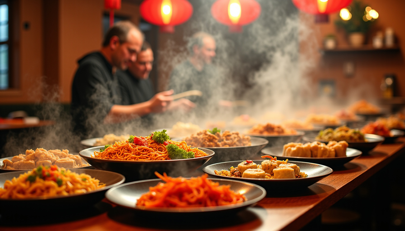 Buffet asiatique bien garni au restaurant Délice Wok à Saint-Berthevin