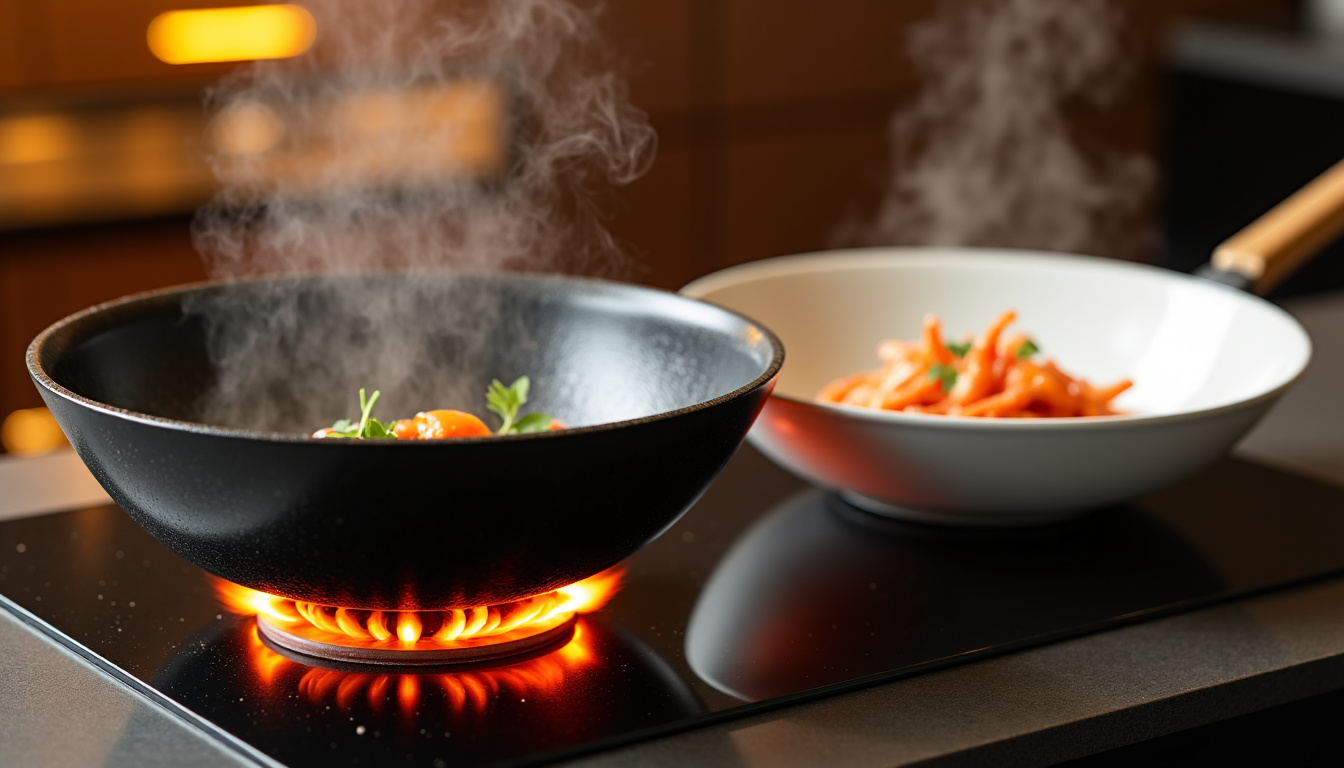 Comparaison entre un wok en acier carbone et un wok en céramique