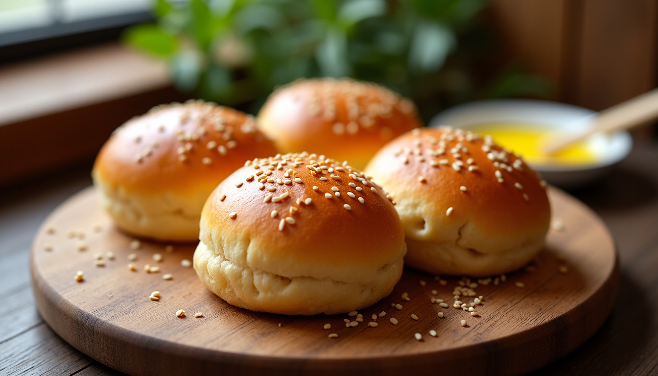 Étapes de préparation des pains à burger briochés en cuisine