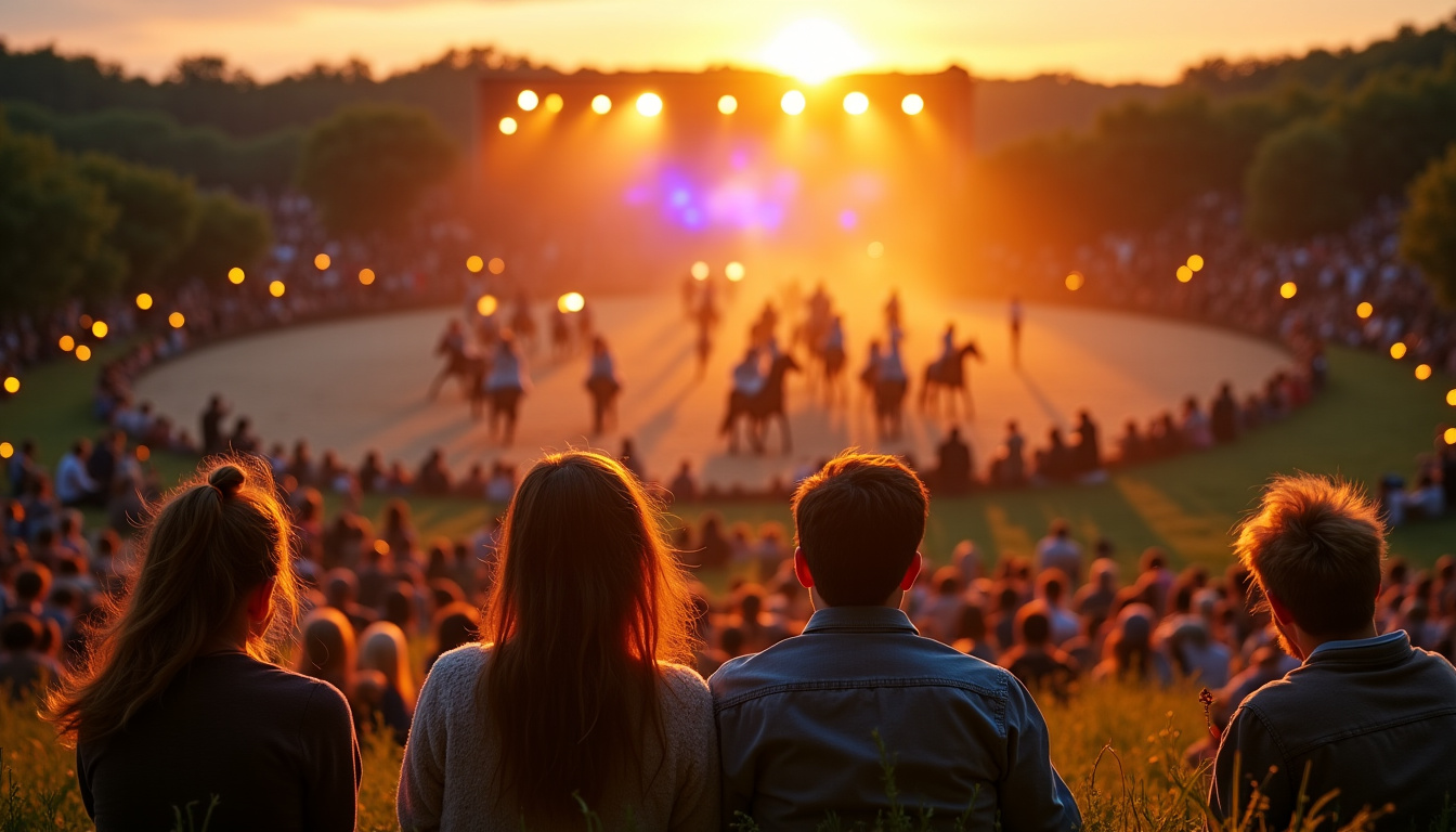 Famille en visite au Puy du Fou, profitant d’un spectacle en plein air