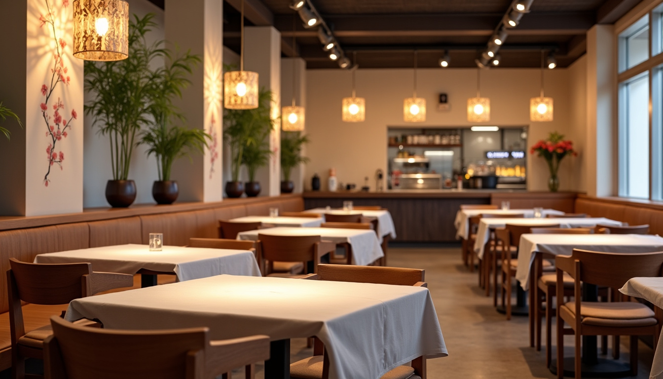 Intérieur du restaurant Wok Laval avec tables et décor asiatique sobre