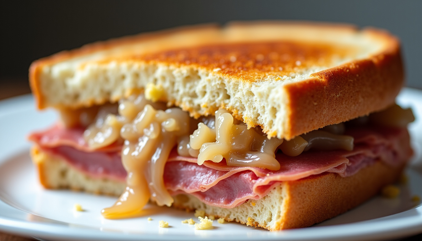 Montage incorrect d’un sandwich Reuben: choucroute trop humide débordant du pain