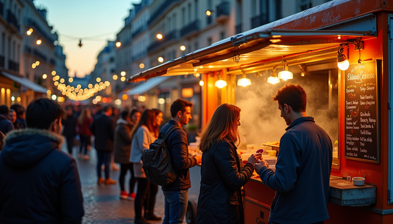 Camion-restaurant en activité lors d