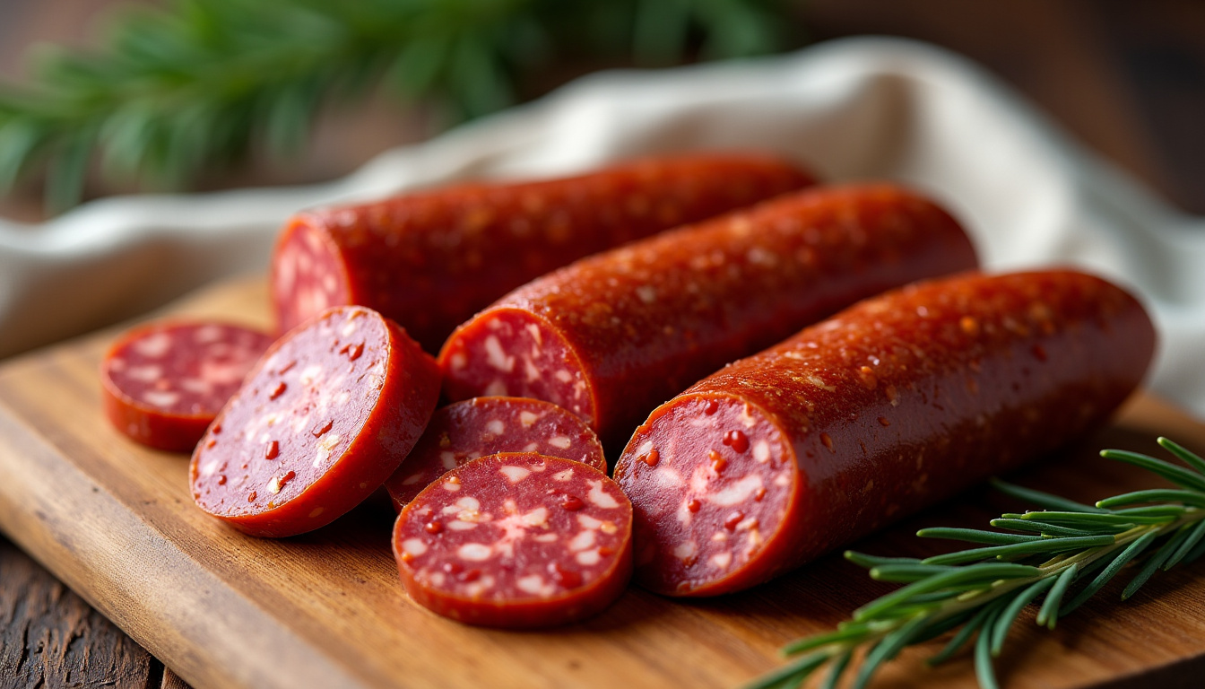 Comparaison visuelle des différentes variétés de saucisses piquantes italiennes: salsiccia, 