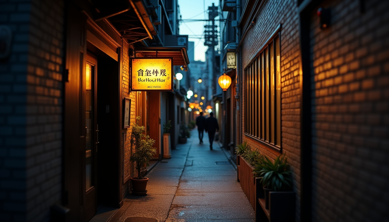 Entrée discrète du Bonjour Tokyo Bar à Komagome, Tokyo, avec enseigne bilingue française et japonaise