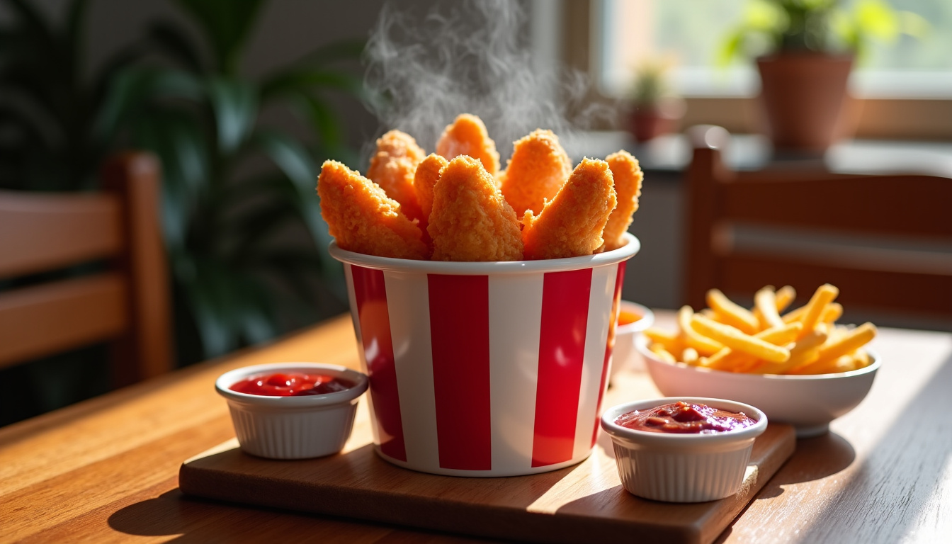 Informations nutritionnelles du menu Bucket 10 Tenders KFC avec détails sur les calories, lipides et protéines