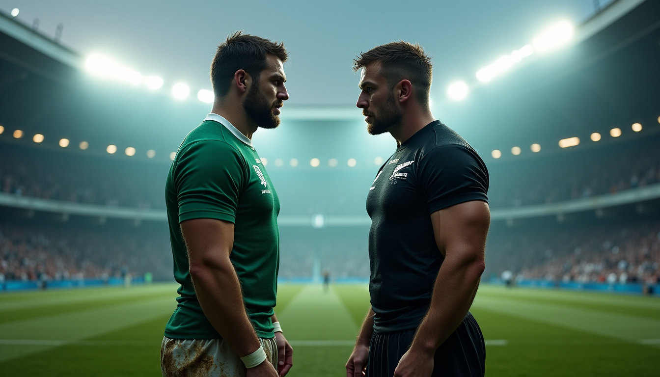 Joueurs emblématiques de l’Irlande et de la Nouvelle-Zélande sur le terrain