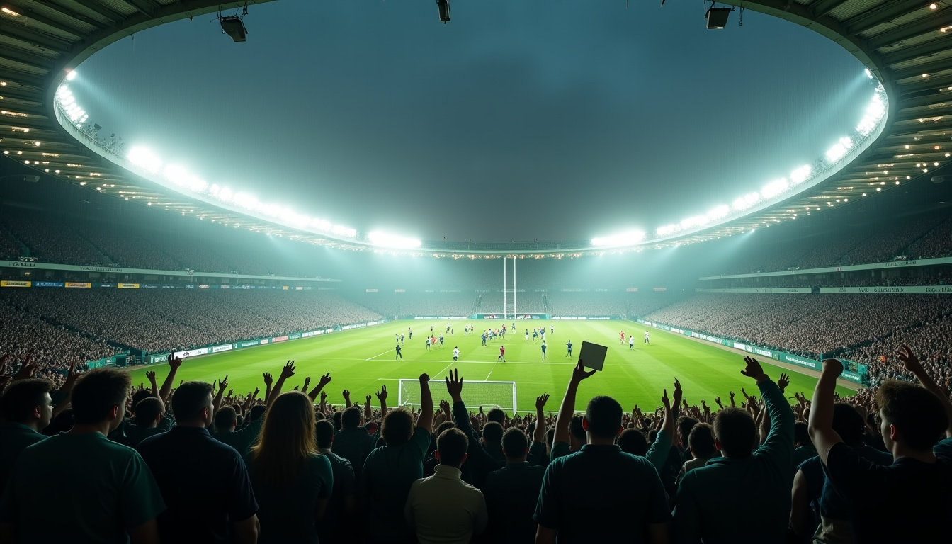Match Irlande contre Nouvelle-Zélande dans un stade bondé, ambiance électrique