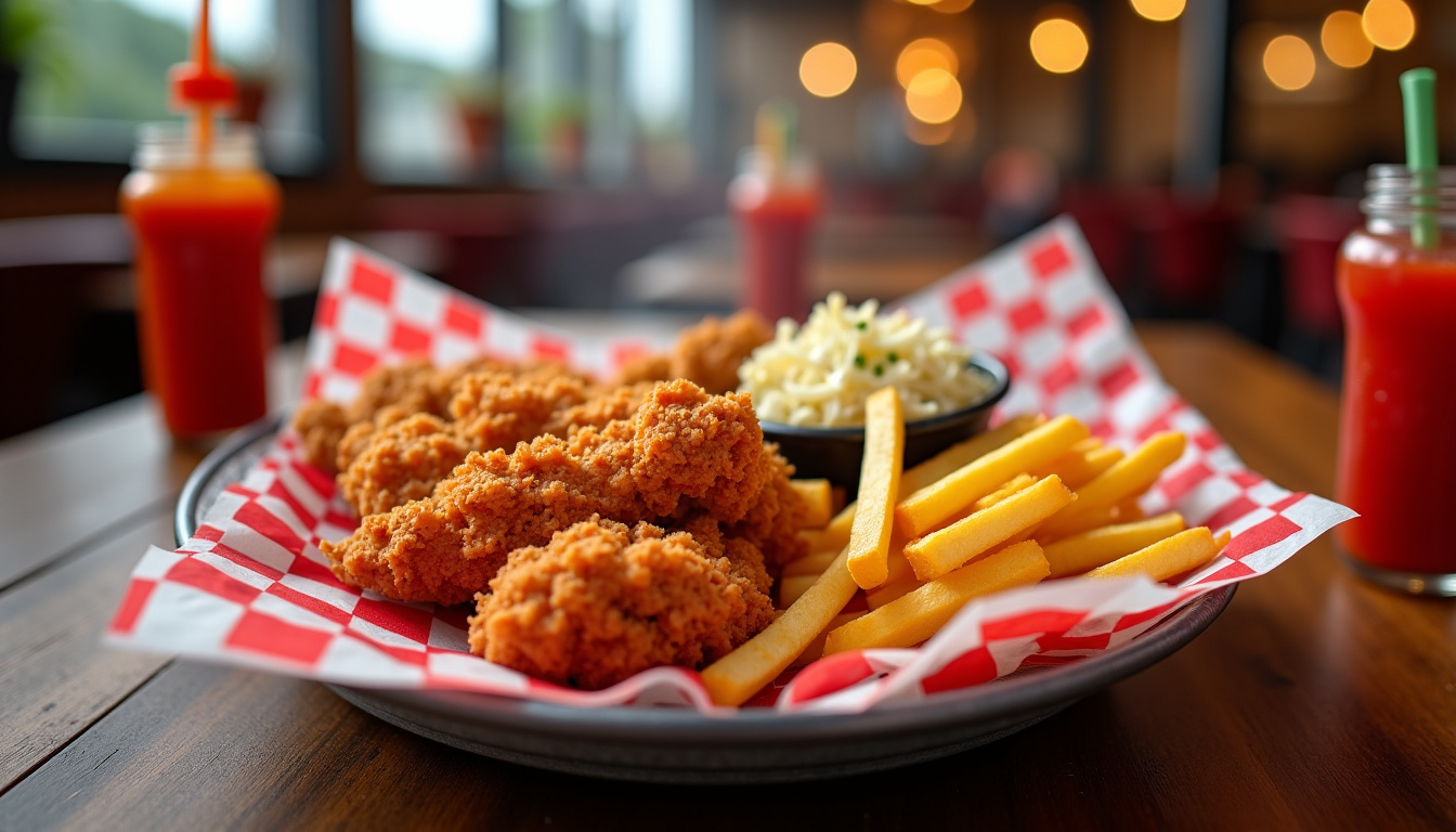 Menus spéciaux du Buzzy Easy Chicken à Nantes présentés sur une tablette avec photos des plats