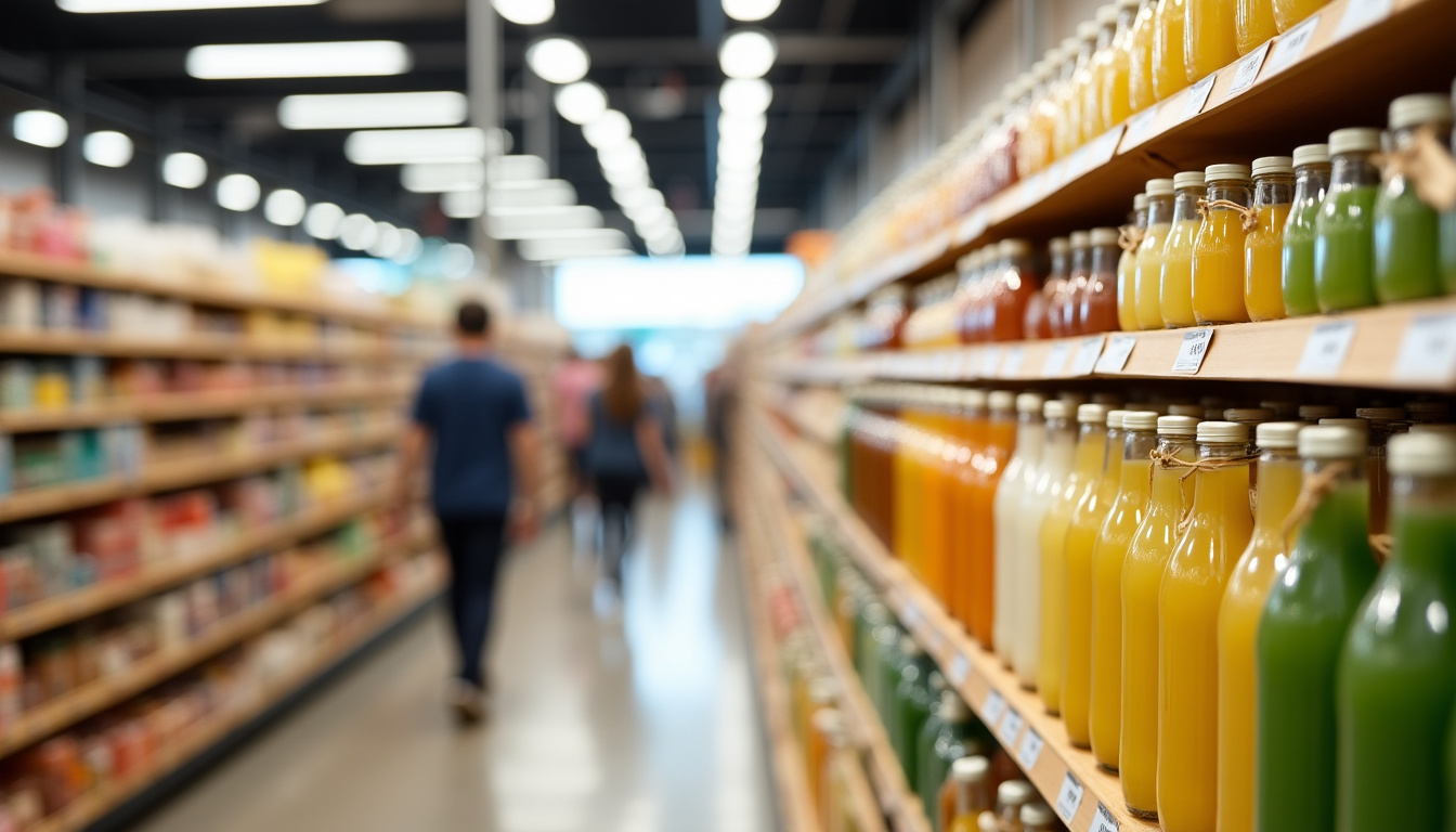 Rayon de boissons fonctionnelles sans marque en supermarché