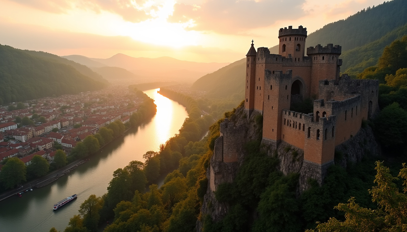 Ruines du château de Heidelberg dominant la vieille ville et le Neckar