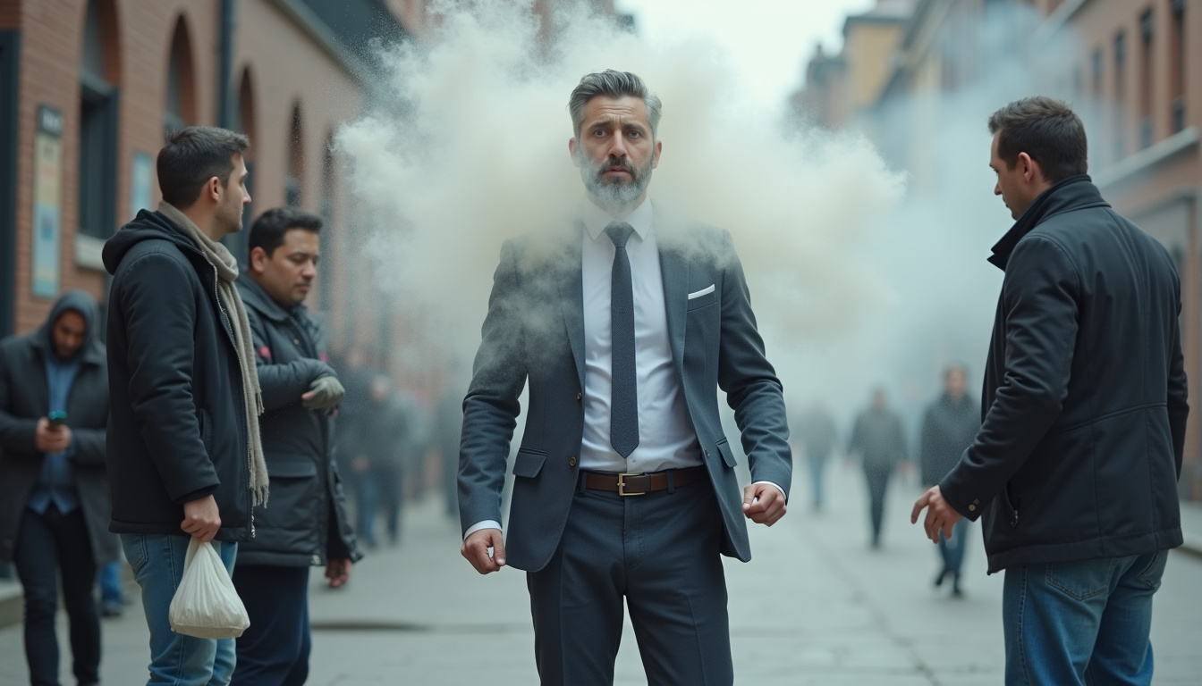 Scène de l’incident où Jordan Bardella est aspergé de farine lors d