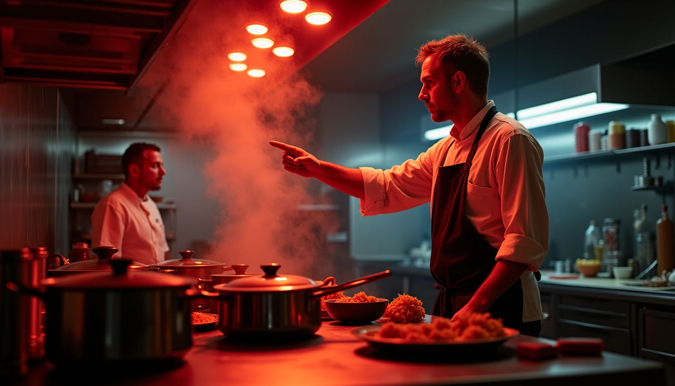 Tournage de Cauchemar en cuisine avec Philippe Etchebest en pleine intervention dans un restaurant