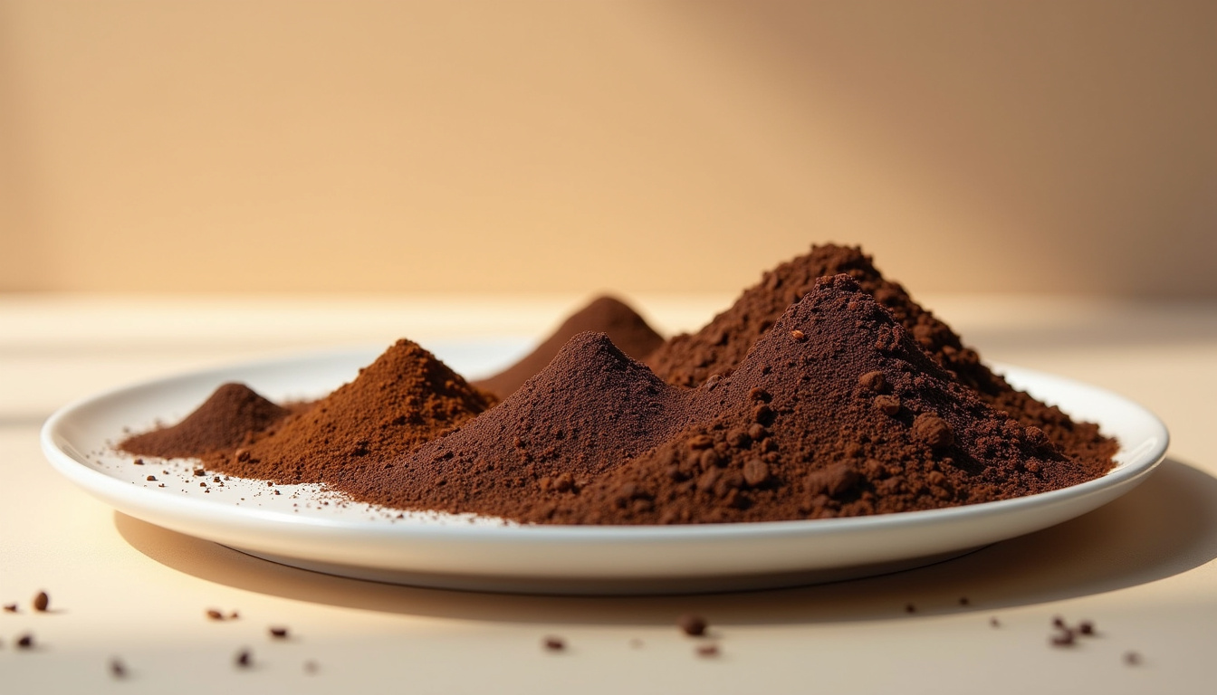 Comparaison visuelle de différentes tailles de mouture de café, avec en surbrillance celle idéale pour la French Press