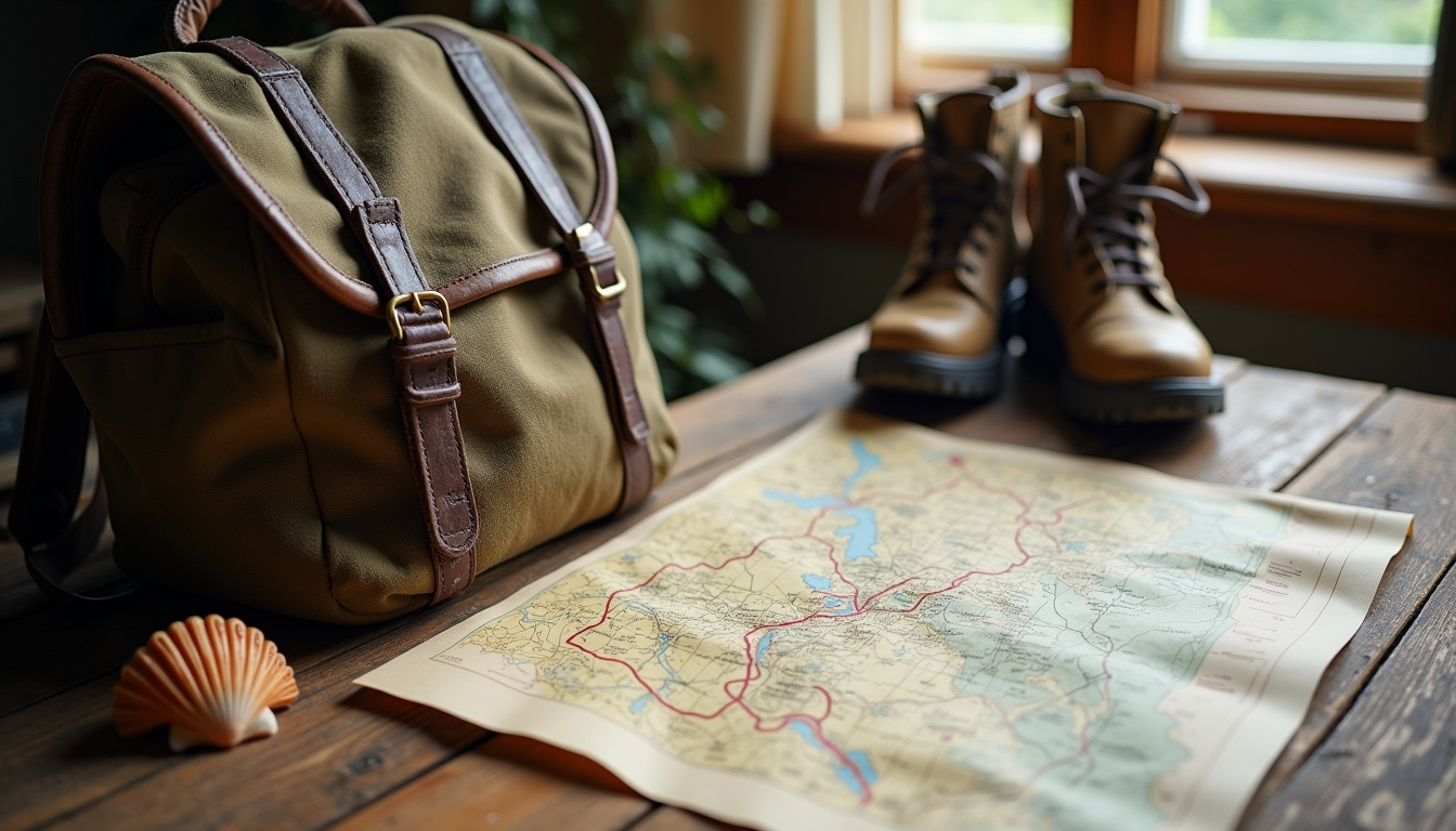 Étapes de préparation d’un séjour sur le chemin de Saint-Jacques de Compostelle, avec carte et sac à dos