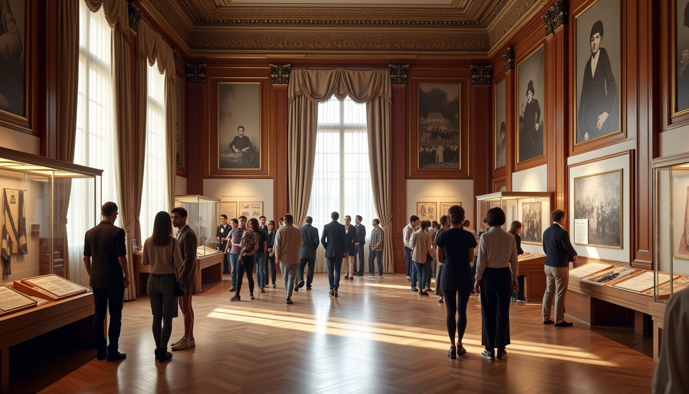 Intérieur de la Maison Élysée pendant les Journées du patrimoine, exposition sur l’histoire de la présidence française