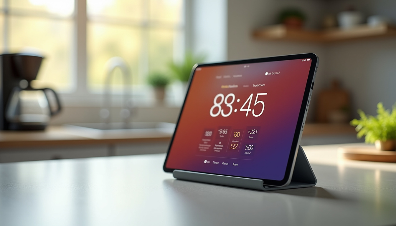 Tablette posée en cuisine affichant le minuteur multi-cuissons de Table à Découvert